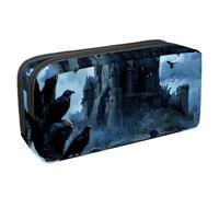 VAPOKF Astuccio portapenne per studenti, cancelleria per adolescenti, ragazzi, ragazze, forniture scolastiche per ufficio - Ravens Castle Tree Full Moon, Multi, 2.3x8.2x3.9in/6x21x10cm, Organizer per