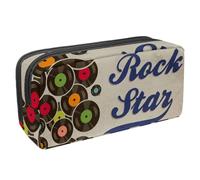 VAPOKF Astuccio portapenne per studenti, cancelleria per adolescenti, ragazzi, ragazze, forniture scolastiche e ufficio, vintage rock Records, Multi, 2.3x8.2x3.9in/6x21x10cm, Organizer per borse