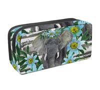 VAPOKF Astuccio portapenne per studenti, cancelleria per adolescenti, ragazzi, ragazze, forniture scolastiche per ufficio, elefante e fiori della passione su strisce, Multi, 2.3x8.2x3.9in/6x21x10cm,