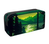 VAPOKF Astuccio portapenne per studenti, cancelleria per adolescenti, ragazzi, ragazze, forniture scolastiche e ufficio, paesaggio al tramonto con montagne forestali e fiume, Multi,