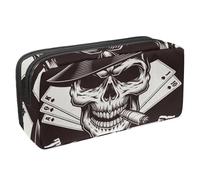 VAPOKF Astuccio portapenne per studenti, cancelleria per adolescenti, ragazzi, ragazze, forniture scolastiche e ufficio, stile vintage, motivo: teschi di gangster, Multi, 2.3x8.2x3.9in/6x21x10cm,