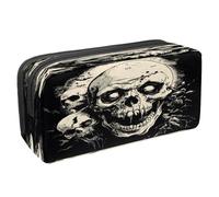 VAPOKF Astuccio portapenne per studenti con cerniera, per ragazzi e ragazze, articoli per la scuola e l'ufficio, zombi di Halloween con teschi, Multi, 2.3x8.2x3.9in/6x21x10cm, Astuccio