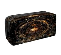 VAPOKF Astuccio portapenne per studenti con cerniera, per ragazzi e ragazze, articoli per la scuola e l'ufficio, stile vintage, con scritta in lingua inglese "Zodiac", Multi, 2.3x8.2x3.9in/6x21x10cm