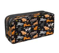 VAPOKF Astuccio portapenne per studenti con cerniera, per ragazzi e ragazze, articoli per la scuola e l'ufficio, Tiger Prowl on The Road, Gattino colorato e impronte, 2.3x8.2x3.9in/6x21x10cm, Astuccio