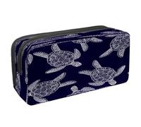 VAPOKF Astuccio portapenne per studenti con cerniera, per ragazzi e ragazze, articoli per la scuola e l'ufficio, tartarughe marine su sfondo di legno, Motivo tartaruga marina, 2.3x8.2x3.9in/6x21x10cm,