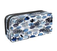 VAPOKF Astuccio portapenne per studenti con cerniera, per ragazzi e ragazze, articoli per la scuola e l'ufficio, tartarughe marine su sfondo di legno, Tartaruga Marina Corallo Con Cerchi Blu,