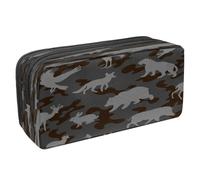 VAPOKF Astuccio portapenne per studenti con cerniera, per ragazzi e ragazze, articoli per la scuola e l'ufficio, divertenti gatti pazzi, Sagome di animali selvatici della foresta su Camo