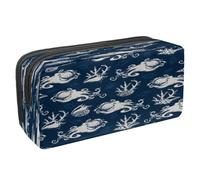 VAPOKF Astuccio portapenne per studenti con cerniera, per ragazzi e ragazze, articoli per la scuola e l'ufficio, tartarughe marine su sfondo di legno, Mostro Di Polpo Di Mare, 2.3x8.2x3.9in/6x21x10cm,