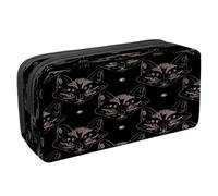 VAPOKF Astuccio portapenne per studenti con cerniera, per ragazzi e ragazze, articoli per la scuola e l'ufficio, Tiger Prowl on The Road, Sagome di volti di gatto, 2.3x8.2x3.9in/6x21x10cm, Astuccio