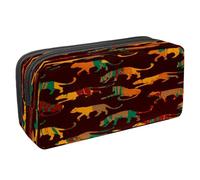 VAPOKF Astuccio portapenne per studenti con cerniera, per ragazzi e ragazze, articoli per la scuola e l'ufficio, divertenti gatti pazzi, Esotico Leopard Astratto Silhouette, 2.3x8.2x3.9in/6x21x10cm