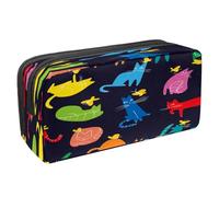 VAPOKF Astuccio portapenne per studenti con cerniera, per ragazzi e ragazze, articoli per la scuola e l'ufficio, divertenti gatti pazzi, Gatti divertenti che giocano con le farfalle, 2.3x8.2x3.9in