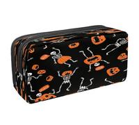 VAPOKF Astuccio portapenne per studenti con cerniera, per ragazzi e ragazze, forniture per la scuola e l'ufficio, motivo: Zombie Hand Out of Hell, Scheletro Con Zucca Di Halloween,