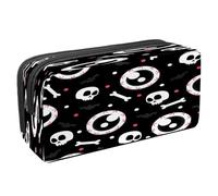 VAPOKF Astuccio portapenne per studenti con cerniera, per ragazzi e ragazze, forniture per la scuola e l'ufficio, motivo: Zombie Hand Out of Hell, Ossa cranio e bulbo oculare, 2.3x8.2x3.9in/6x21x10cm,