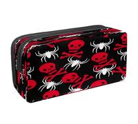VAPOKF Astuccio portapenne per studenti con cerniera, per ragazzi e ragazze, forniture per la scuola e l'ufficio, motivo: Zombie Hand Out of Hell, Red Dead Skull Bone e ragno, 2.3x8.2x3.9in/6x21x10cm,