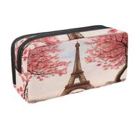 VAPOKF Astuccio portapenne per studenti con cerniera, per ragazzi e ragazze, forniture per la scuola e l'ufficio, Spring Blossom Cherry Paris Tower