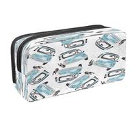 VAPOKF Astuccio portapenne per studenti con cerniera, per ragazzi e ragazze, forniture per la scuola e l'ufficio, con zucca e trattore verde mela, Vecchie Auto Blu, 2.3x8.2x3.9in/6x21x10cm, Astuccio