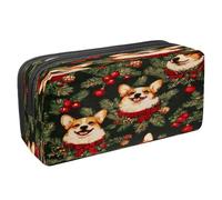 VAPOKF Astuccio portapenne per studenti con cerniera, per ragazzi e ragazze, forniture per la scuola e l'ufficio, campane natalizie Corgis Red Berry, Multi, 2.3x8.2x3.9in/6x21x10cm, Astuccio