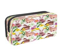 VAPOKF Astuccio portapenne per studenti con cerniera per ragazzi e ragazze, forniture per scuola e ufficio, acquerello fattoria oca nel prato, Adorabile coniglio in fiori primaverili,