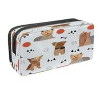 VAPOKF Astuccio portapenne per studenti con cerniera, per ragazzi e ragazze, forniture per scuola e ufficio, acquerello, mucca al pascolo sull'erba, Cani Yorkshire Terrier, 2.3x8.2x3.9in/6x21x10cm,