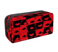 VAPOKF Astuccio portapenne per studenti con cerniera, per ragazzi e ragazze, forniture per scuola e ufficio, camion di cemento con edifici in stile cartone animato, Carte da Poker Ace Nero e Rosso