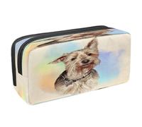 VAPOKF Astuccio portapenne per studenti con cerniera per ragazzi e ragazze, forniture per scuola e ufficio, Yorkshire Terrier con corone di fiori, Yorkshire Terrier, 2.3x8.2x3.9in/6x21x10cm, Astuccio