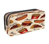 VAPOKF Astuccio portapenne per studenti con cerniera per ragazzi e ragazze, forniture per scuola e ufficio, torta di ciliegie rosa e gelato, Pizza Hamburger Patatine fritte Hot-dog,