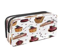 VAPOKF Astuccio portapenne per studenti con cerniera per ragazzi e ragazze, forniture per scuola e ufficio, torta di ciliegie rosa e gelato, Torta di frutta e cupcakes, 2.3x8.2x3.9in/6x21x10cm,