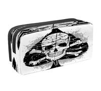 VAPOKF Astuccio portapenne per studenti con cerniera, per ragazzi e ragazze, forniture per scuola e ufficio, camion di cemento con edifici in stile cartone animato, Asso di picche con teschio