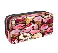 VAPOKF Astuccio portapenne per studenti con cerniera per ragazzi e ragazze, forniture per scuola e ufficio, torta di ciliegie rosa e gelato, Torta e gelato alla ciliegia rosa, 2.3x8.2x3.9in/6x21x10cm,