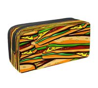 VAPOKF Astuccio portapenne per studenti con cerniera per ragazzi e ragazze, forniture per scuola e ufficio, torta di ciliegie rosa e gelato, seamless, modello, con, hamburger, 2.3x8.2x3.9in/6x21x10cm,