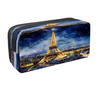 VAPOKF Astuccio portapenne per studenti con cerniera, per ragazzi e ragazze, forniture per scuola e ufficio, paesaggio notturno con torre della città di Parigi, Multi, 2.3x8.2x3.9in/6x21x10cm