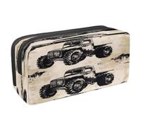 VAPOKF Astuccio portapenne per studenti con cerniera, per ragazzi e ragazze, forniture per scuola e ufficio, vecchie auto camion nere, Multi, 2.3x8.2x3.9in/6x21x10cm, Astuccio