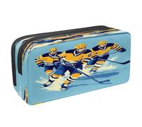 VAPOKF Astuccio portapenne per studenti con cerniera, per ragazzi e ragazze, forniture per scuola e ufficio, vestiti gialli per giocatori di hockey su ghiaccio, Multi, 2.3x8.2x3.9in/6x21x10cm