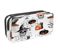 VAPOKF Astuccio portapenne per studenti con cerniera, per ragazzi e ragazze, forniture per scuola e ufficio, cappello da strega, teschio e candela a mano raccapricciante, Candela a forma di teschio