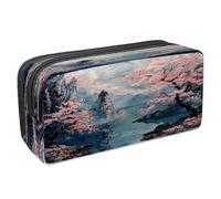 VAPOKF Astuccio portapenne per studenti con cerniera, per ragazzi e ragazze, forniture per scuola e ufficio, pittura a olio con montagne di ciliegie, lago, Multi, 2.3x8.2x3.9in/6x21x10cm, Astuccio
