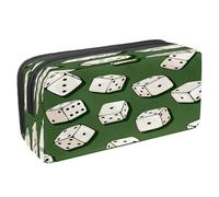 VAPOKF Astuccio portapenne per studenti con cerniera, per ragazzi e ragazze, forniture per scuola e ufficio, camion di cemento con edifici in stile cartone animato, Cartone animato Dadi su Verde