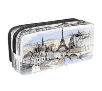 VAPOKF Astuccio portapenne per studenti con cerniera, per ragazzi e ragazze, materiale scolastico e per ufficio, motivo: Kisses Paris Torre Eiffel, Paesaggio di Paris, 2.3x8.2x3.9in/6x21x10cm,