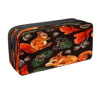 VAPOKF Astuccio portapenne per studenti con cerniera, per ragazzi e ragazze, materiale scolastico e per ufficio, motivo: maiale sporco ad acquerello, Congedo autunnale di ramo di pino ghianda