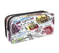 VAPOKF Astuccio portapenne per studenti con cerniera, per ragazzi e ragazze, materiale scolastico e per ufficio, motivo: Kisses Paris Torre Eiffel, Londra Famoso Architettonico,