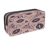 VAPOKF Astuccio portapenne per studenti con cerniera, per ragazzi e ragazze, materiale scolastico e per ufficio, motivo: Kisses Paris Torre Eiffel, Baci Cuore e Torre Eiffel, 2.3x8.2x3.9in/6x21x10cm,