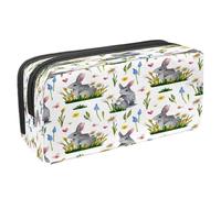 VAPOKF Astuccio portapenne per studenti con cerniera, per ragazzi e ragazze, materiale scolastico e per ufficio, motivo: maiale sporco ad acquerello, Coniglietto Di Primavera, 2.3x8.2x3.9in/6x21x10cm,