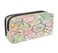 VAPOKF Astuccio portapenne per studenti con cerniera, per ragazzi e ragazze, materiale scolastico e per ufficio, motivo: Kisses Paris Torre Eiffel, Timbro di viaggio Europa, 2.3x8.2x3.9in/6x21x10cm,