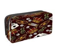 VAPOKF Astuccio portapenne per studenti con cerniera, per ragazzi e ragazze, materiale scolastico e ufficio, joystick multicolore, King Crown Dice Roulette Wheel Poker Card, 2.3x8.2x3.9in/6x21x10cm