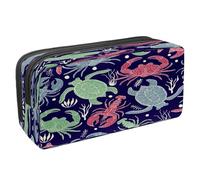 VAPOKF Astuccio portapenne per studenti con cerniera, per ragazzi e ragazze, materiale scolastico e ufficio, motivo: polipo, medusa, cavalluccio marino, granchio, animali marini, Tartarughe colorate