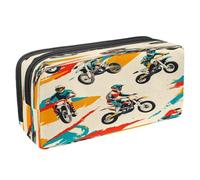 VAPOKF Astuccio portapenne per studenti, con cerniera, per ragazzi e ragazze, materiale scolastico e ufficio, competizione Motor Cross, Multi, 2.3x8.2x3.9in/6x21x10cm, Astuccio