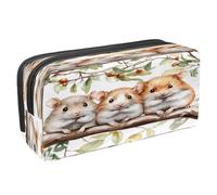 VAPOKF Astuccio portapenne per studenti con cerniera, per ragazzi e ragazze, materiale scolastico e ufficio, tre criceti su un ramo di albero, Multi, 2.3x8.2x3.9in/6x21x10cm, Astuccio