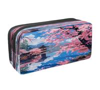 VAPOKF Astuccio portapenne per studenti con cerniera, per ragazzi e ragazze, materiale scolastico e ufficio, tempio ciliegio sul lago, Multi, 2.3x8.2x3.9in/6x21x10cm, Astuccio