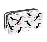 VAPOKF Astuccio portapenne per studenti con cerniera, per ragazzi e ragazze, materiale scolastico e ufficio, squalo pericoloso sull'oceano, Pinguino carino sulla passeggiata, 2.3x8.2x3.9in/6x21x10cm,