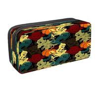 VAPOKF Astuccio portapenne per studenti con cerniera, per ragazzi e ragazze, materiale scolastico e ufficio, pipistrelli e stelle di Halloween luminosi, Halloween Ghost Monster Lapide,