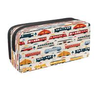 VAPOKF Astuccio portapenne per studenti con cerniera, per ragazzi e ragazze, materiale scolastico e ufficio, motivo treno autobus auto, Multi, 2.3x8.2x3.9in/6x21x10cm, Astuccio